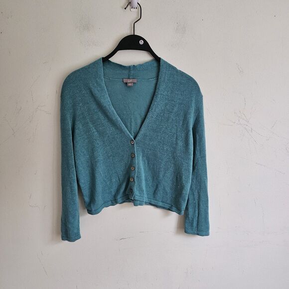 J. JILL Cardigan Size Small Sweater V-Neck Linen Blend Long Sleeve - Picture 2 of 8